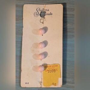 Vintage Pink Round Button Set # 4 Piece New On Card